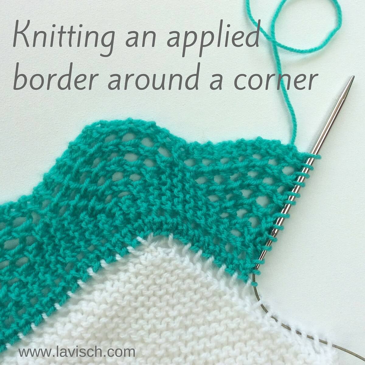 tutorial: knitted-on border - turning the corner - La Visch Designs