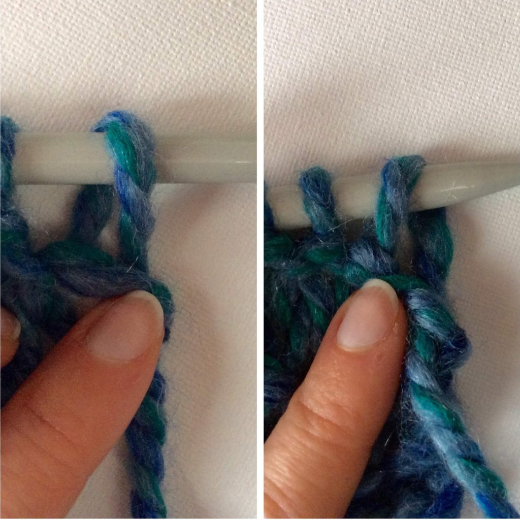 The front and the back loop of a stitch