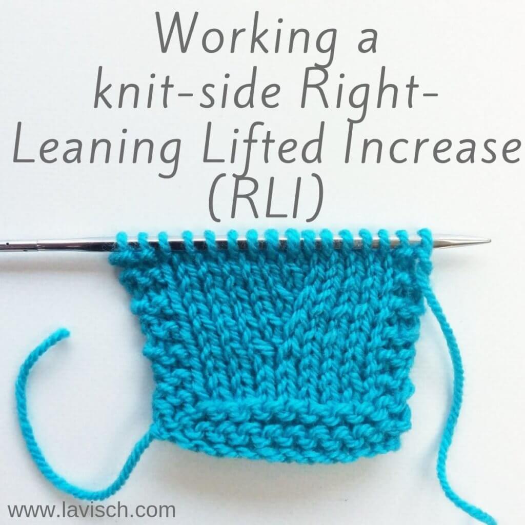 Tutorial working a knit-side right-leaning lifted increase.