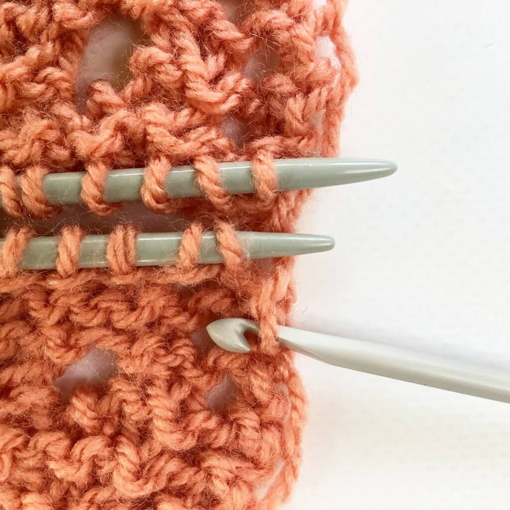 Russian grafting garter stitch, set-up step 4