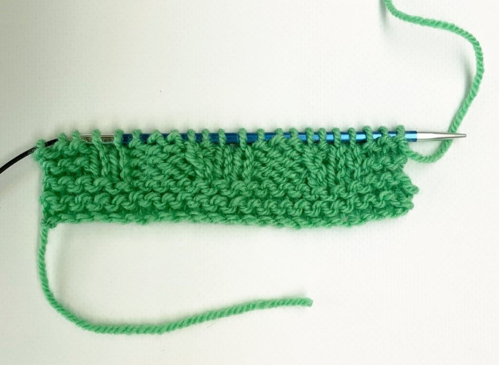 Working a Left Twist, starting swatch