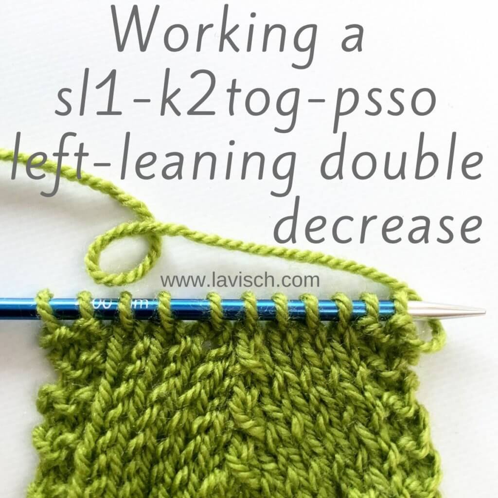 Working a sl1-k2tog-psso left-leaning double decrease