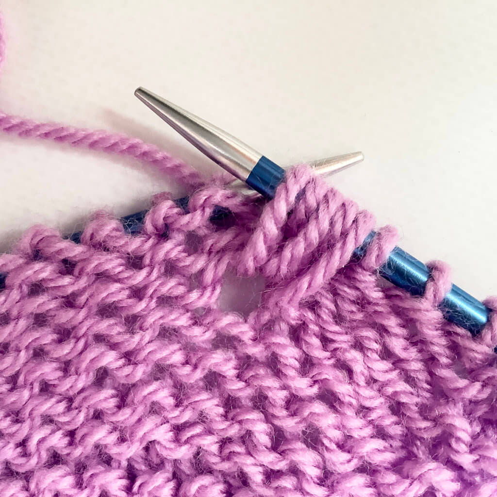 A 5-stitch bobble in progress