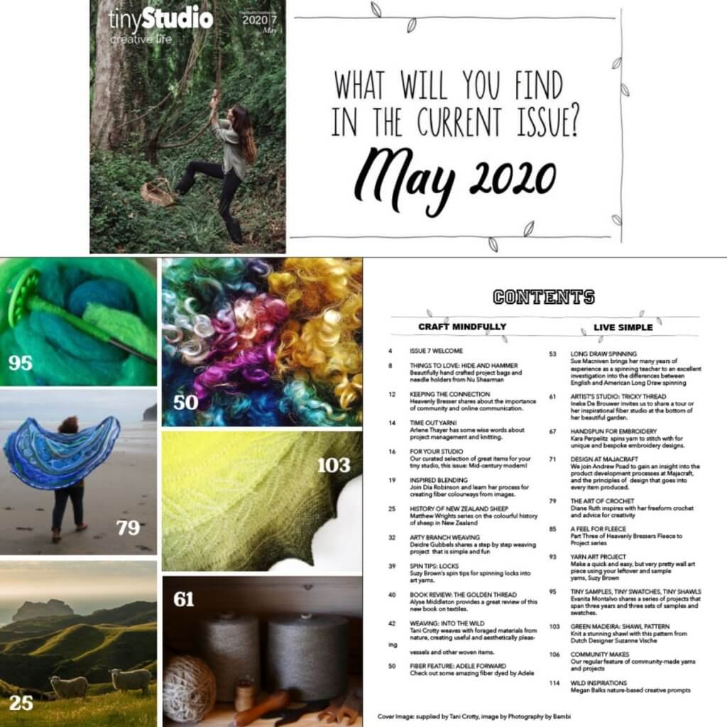 Q2 2020 tinyStudio Creative Life magazine table of contents