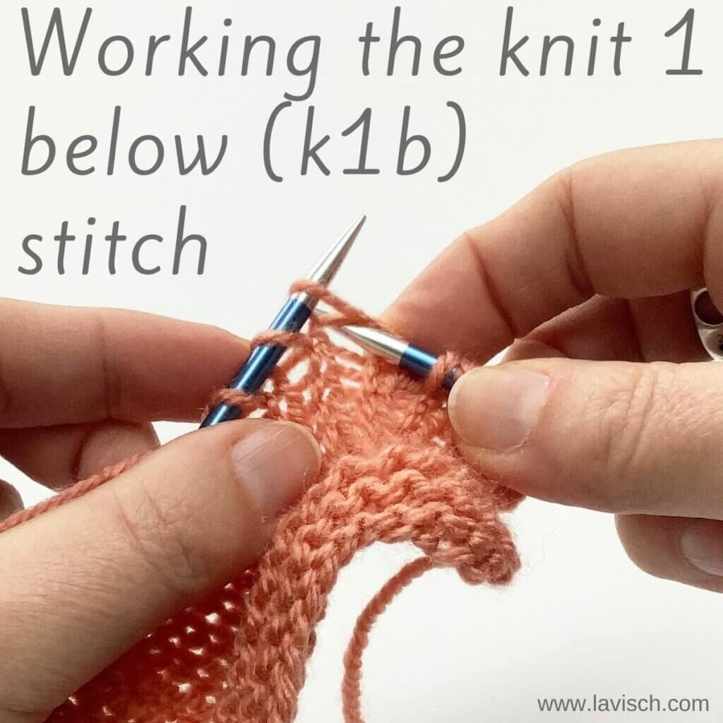 Working the knit 1 below (k1b) stitch