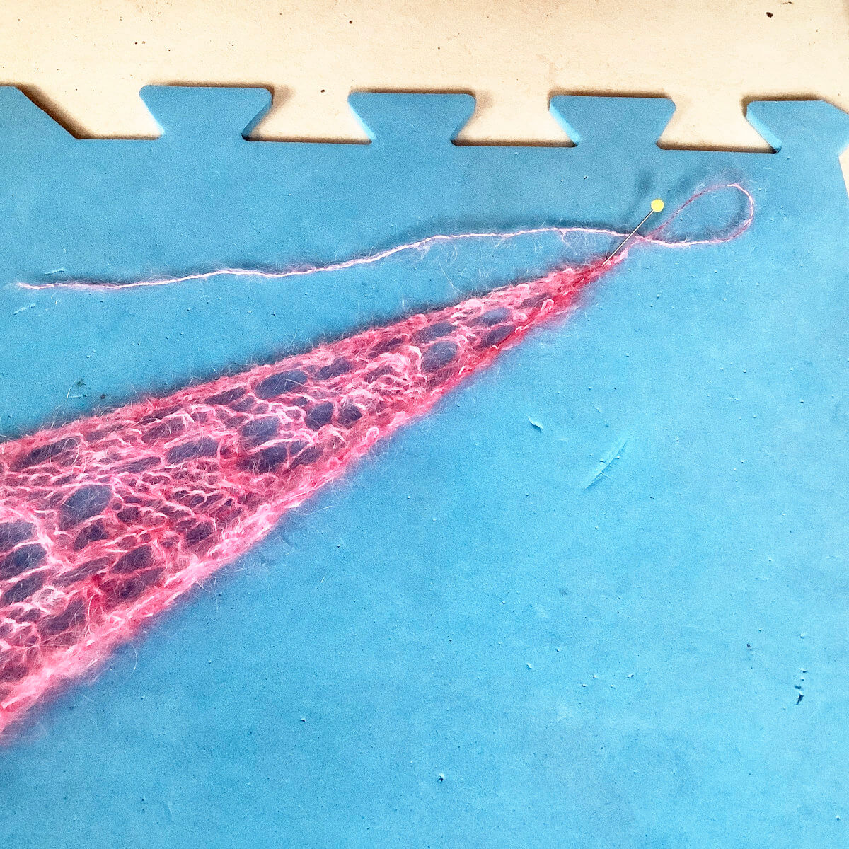 Blocking a triangle shawl - step 2