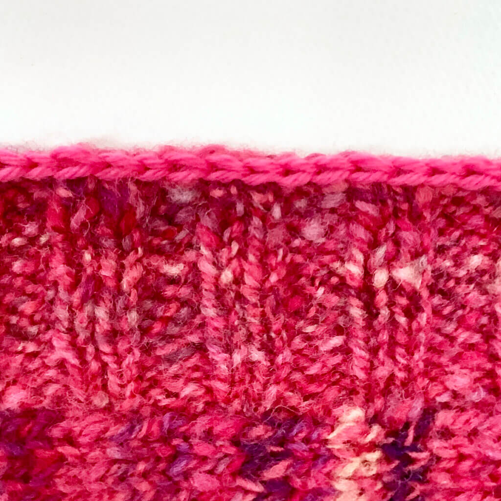 Slip stitch edge viewed from the front