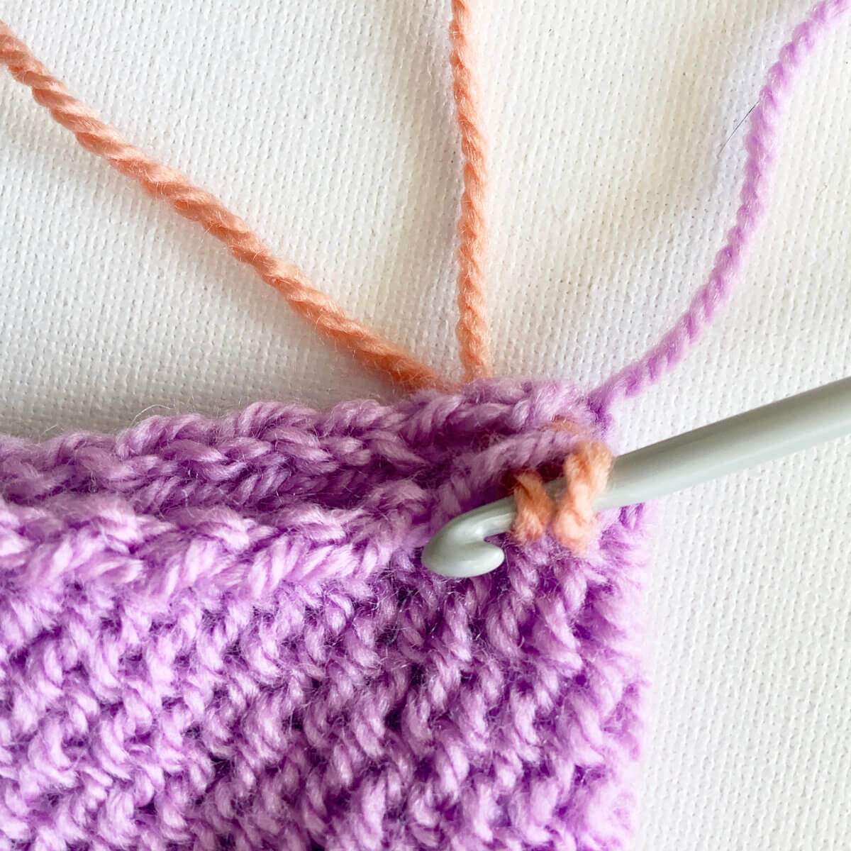 Step 6 of working a slip stitch crochet seam