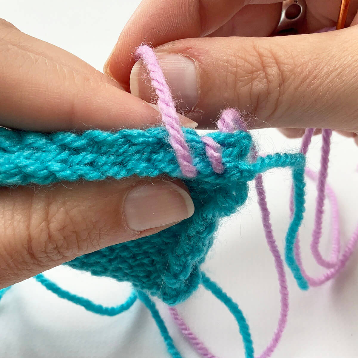 Whip stitch seaming step 4