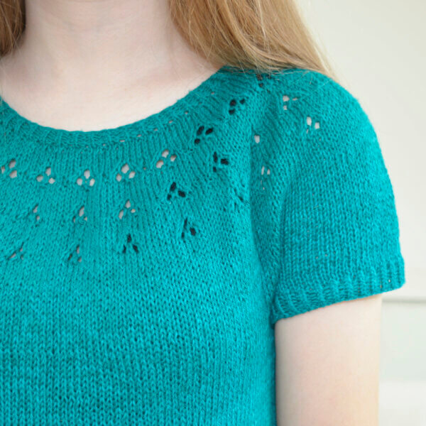 Jade Clover tunic - close up of lace yoke detail