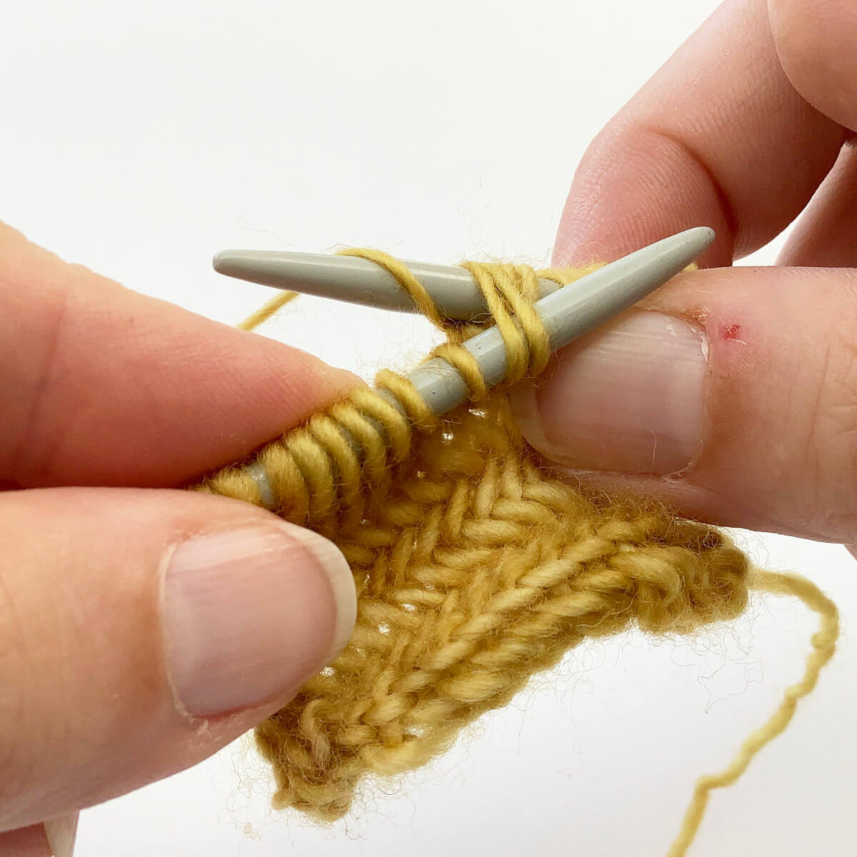 step 2 of working herringbone stitch