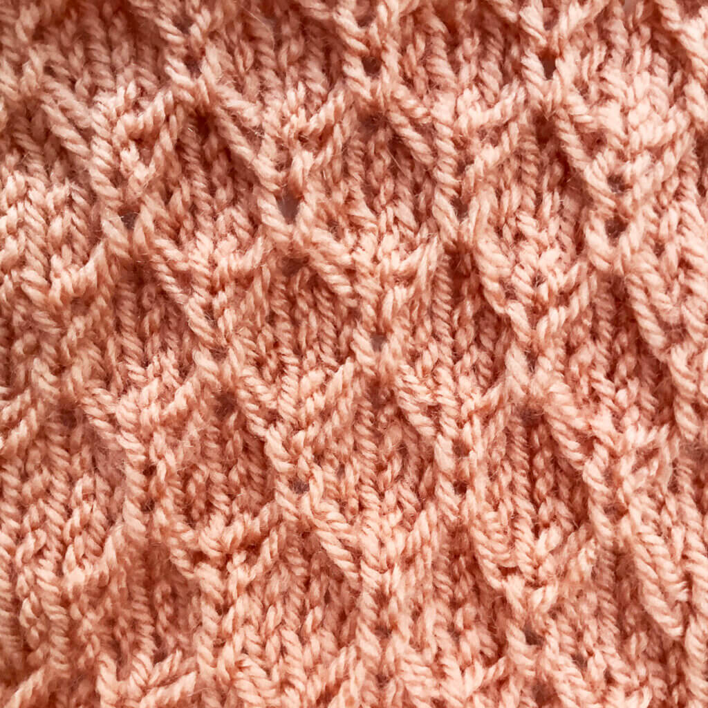 Close up of slip stitch diamond