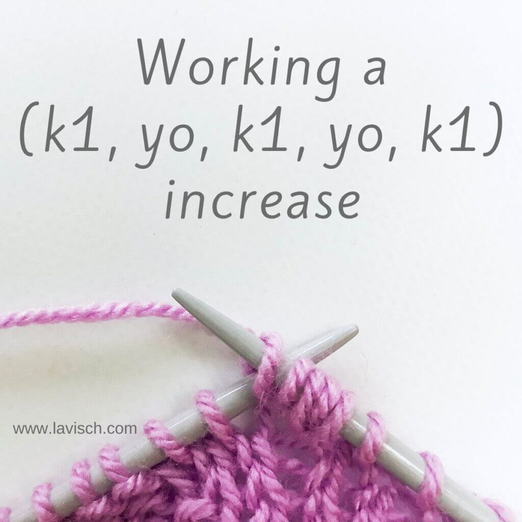 Working a (k1, yo, k1, yo, k1) increase
