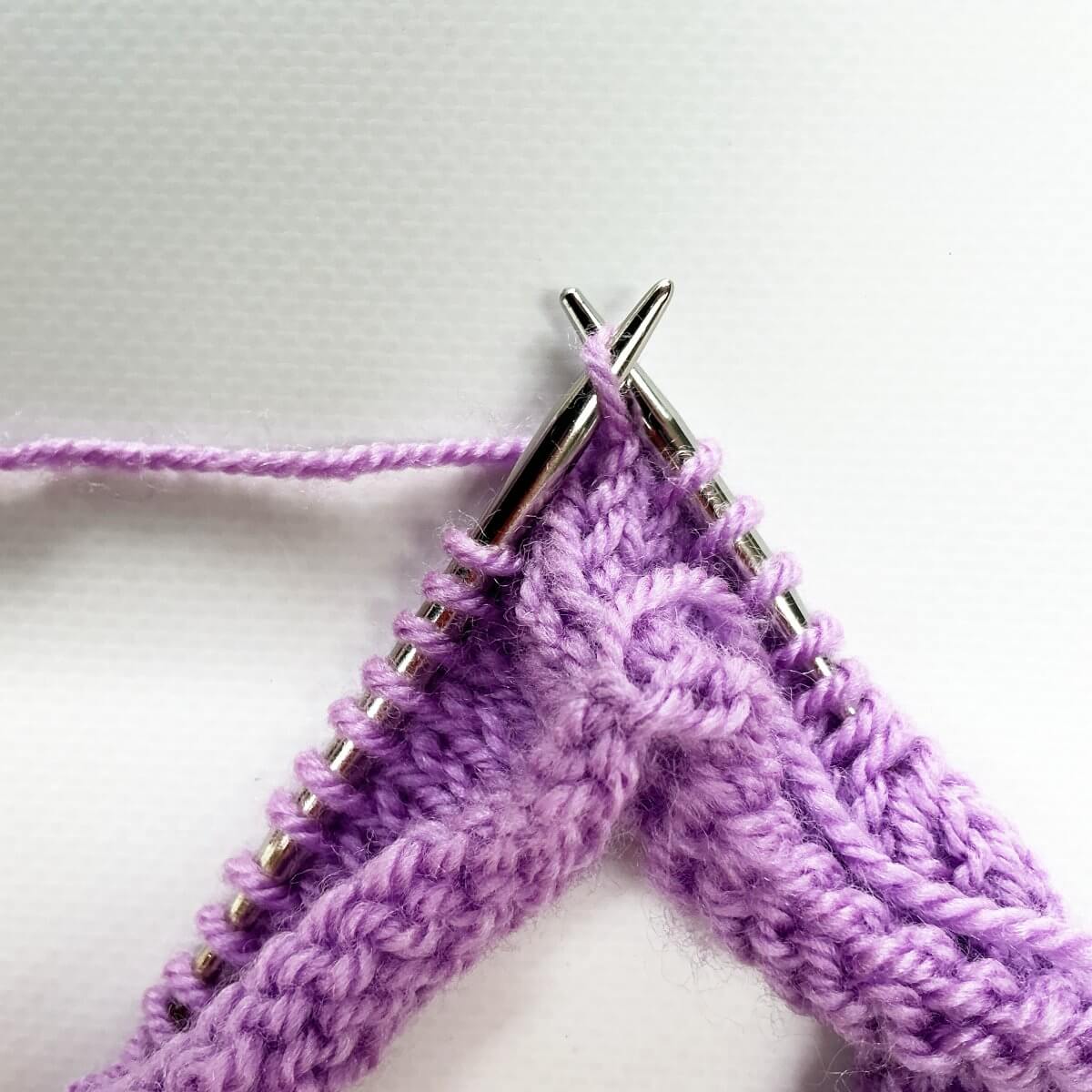 Step 2 of working a Vikkel braid in the round