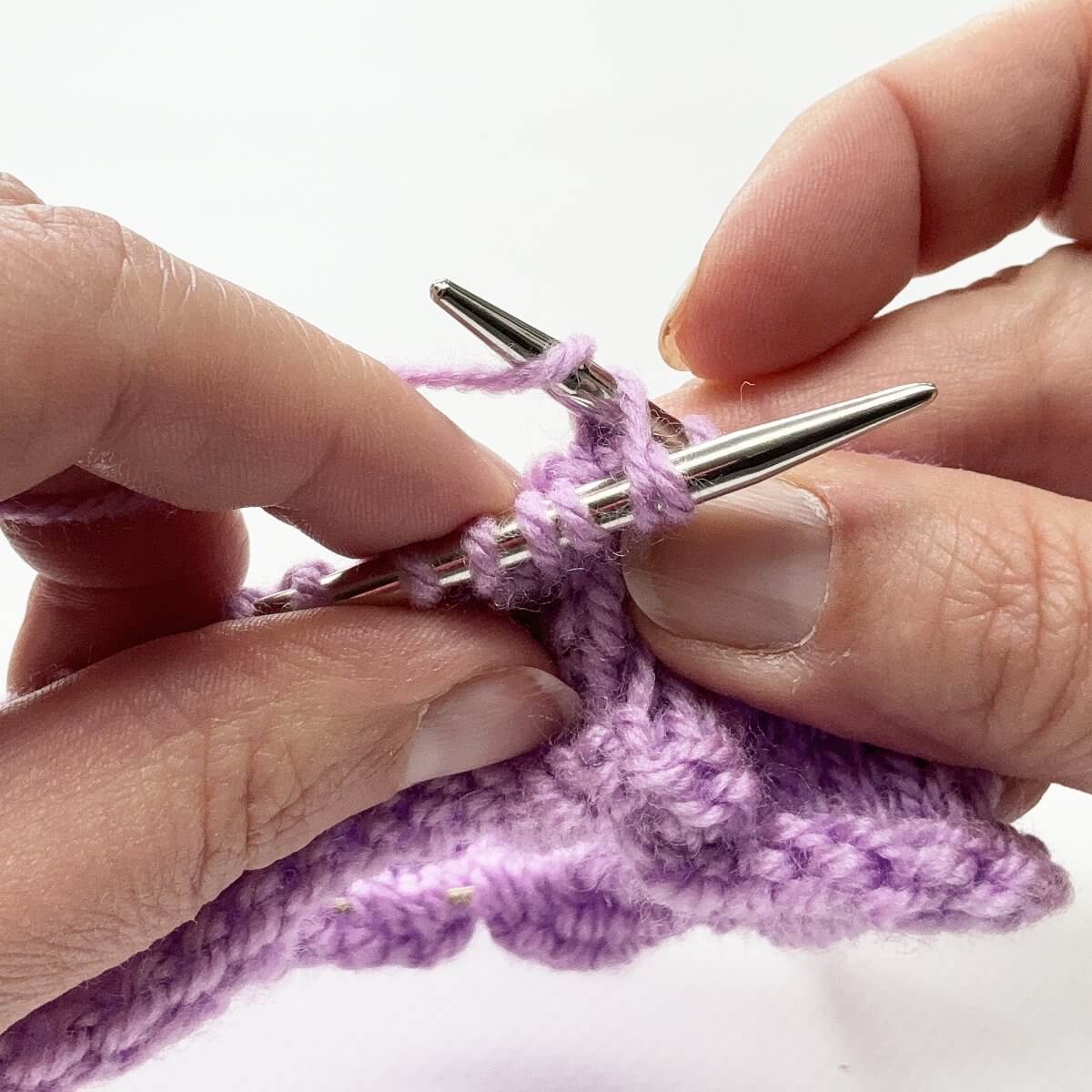 Step 4 of working a Vikkel braid in the round