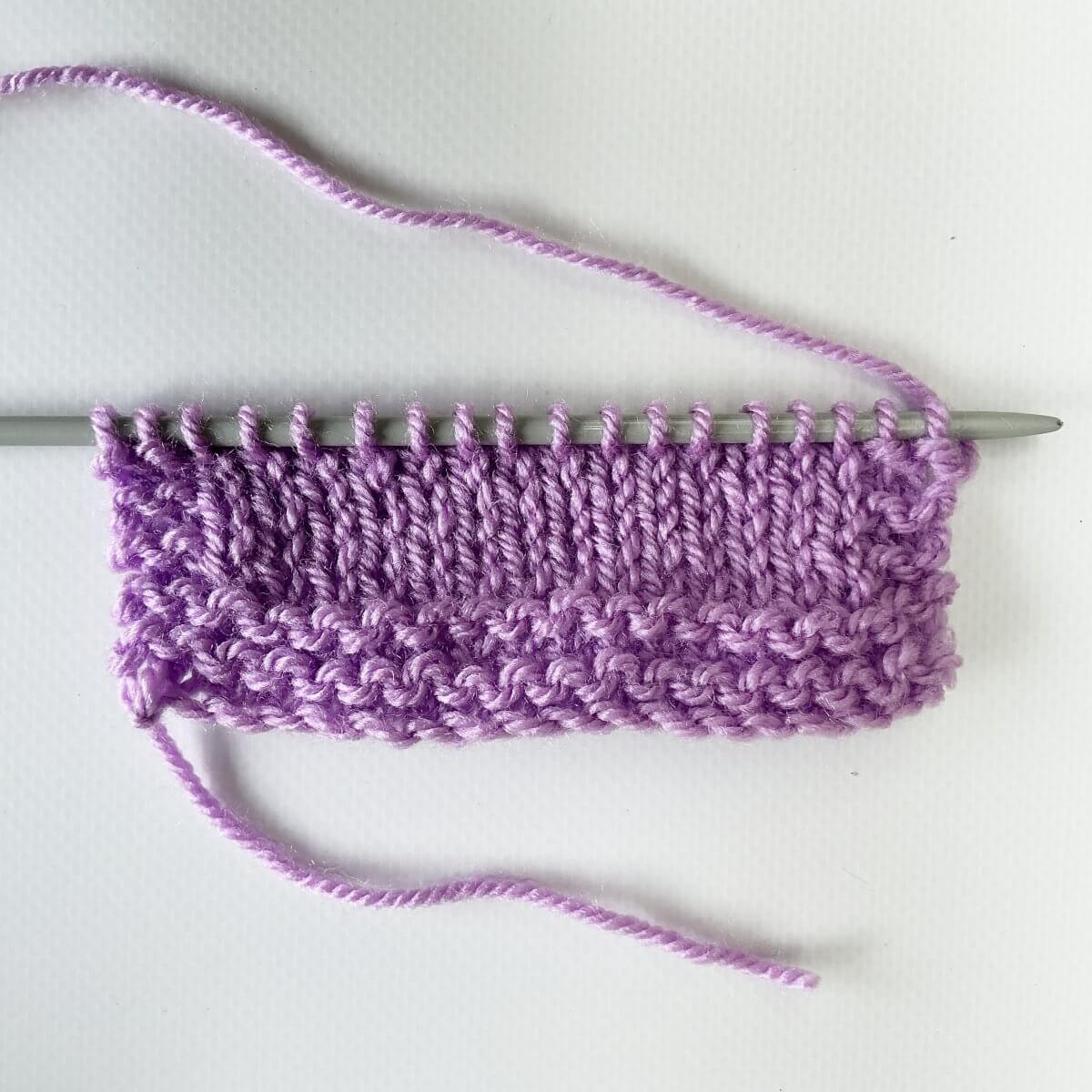Working shadow wrap short rows on the RS - step 1