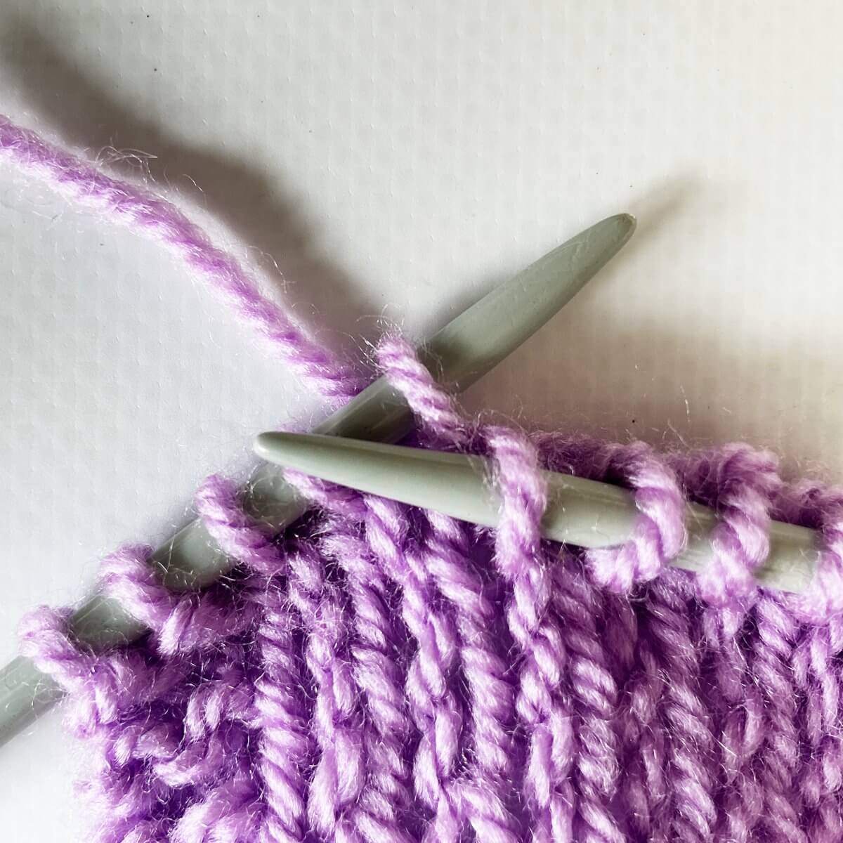 Working shadow wrap short rows on the RS - step 3