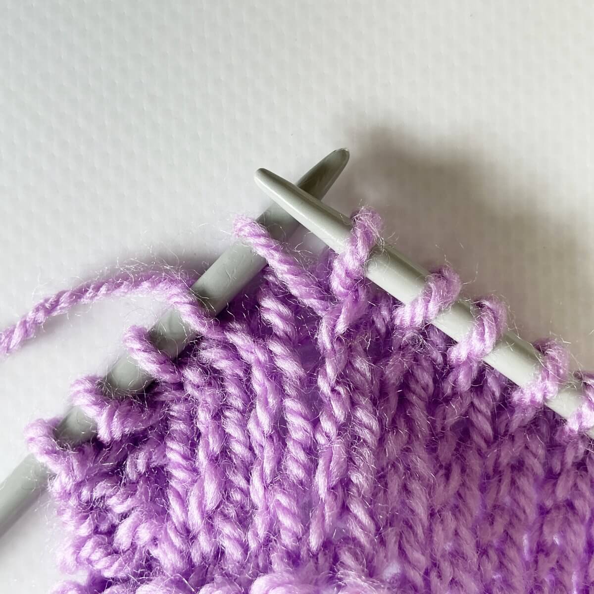 Working shadow wrap short rows on the RS - step 5