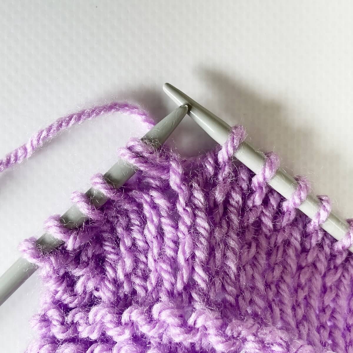 Working shadow wrap short rows on the RS - step 6