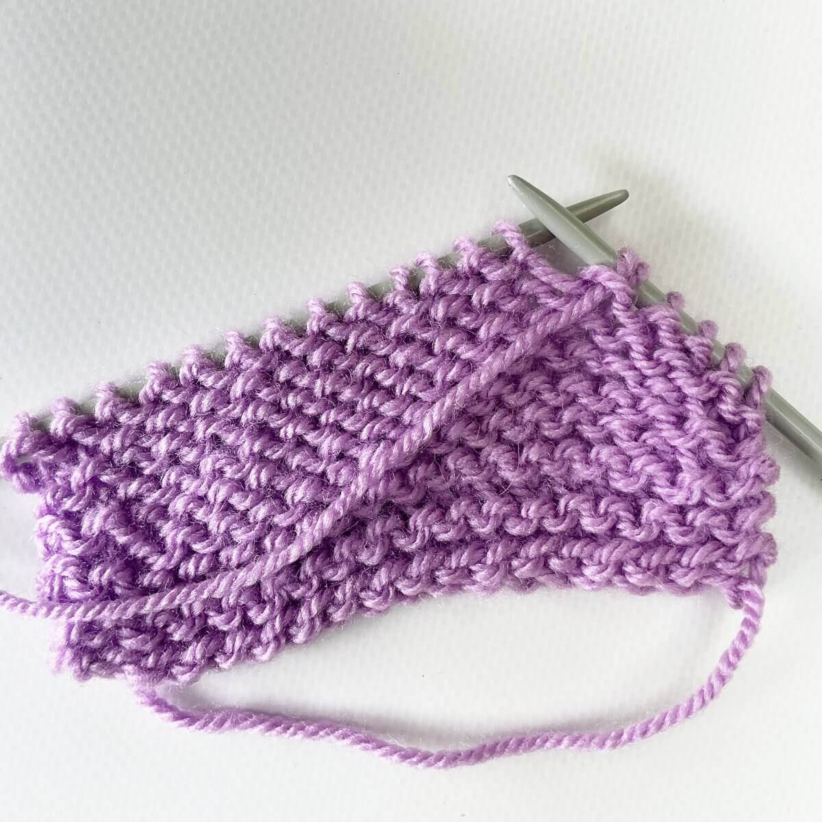 Working shadow wrap short rows on the RS - step 7