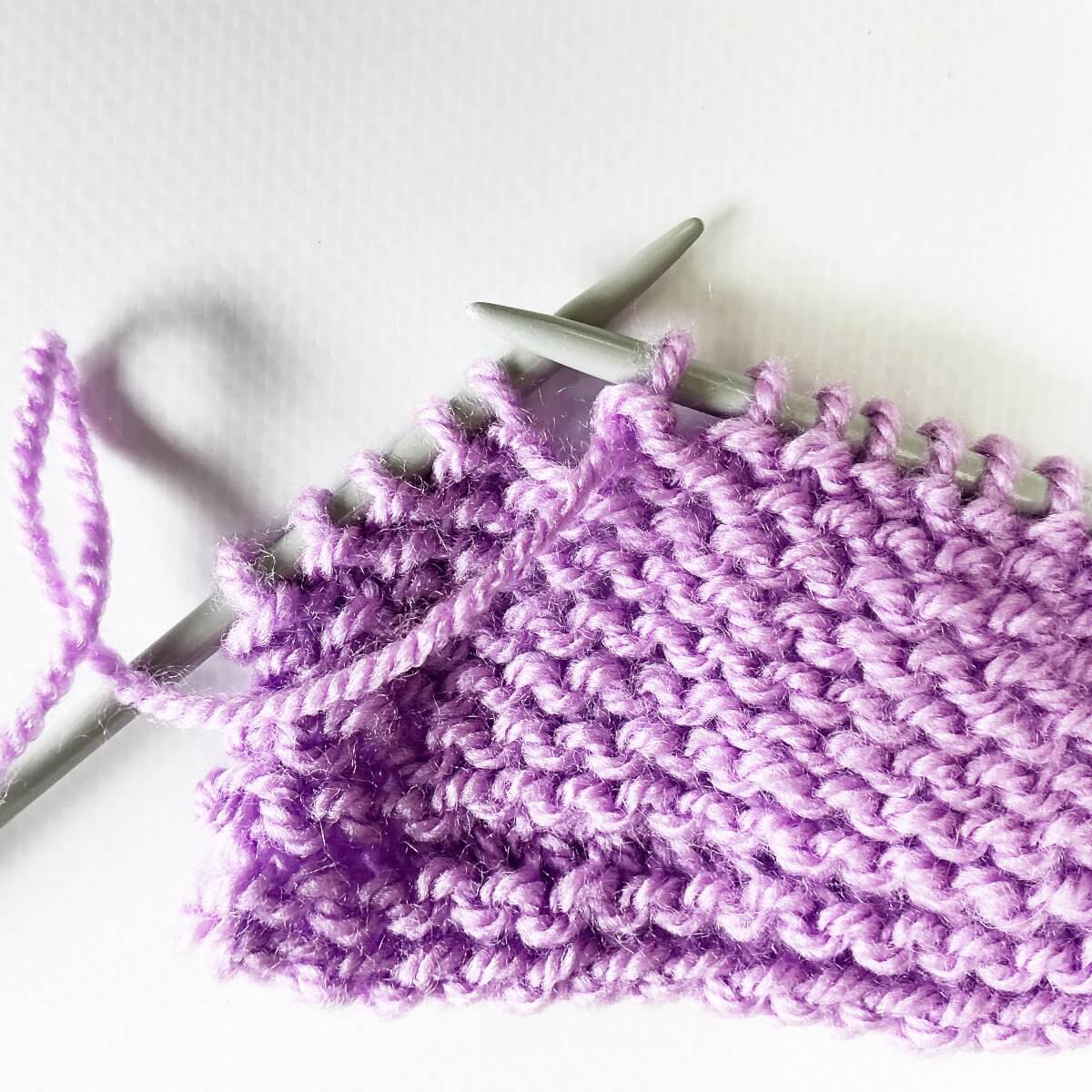 Working shadow wrap short rows on the WS - step 1