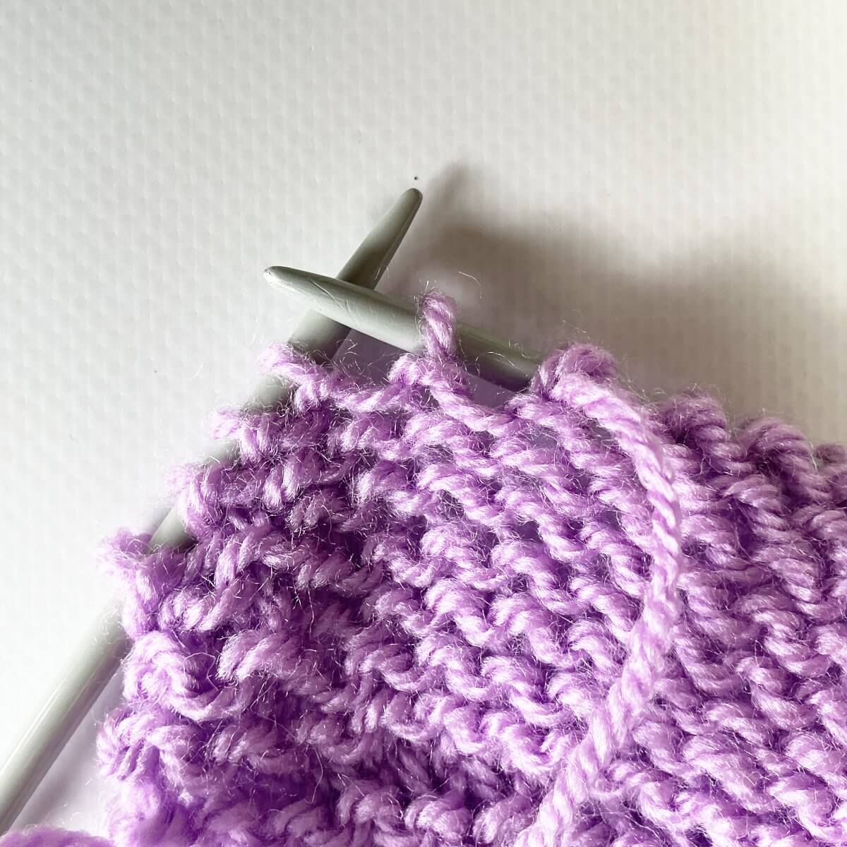 Working shadow wrap short rows on the WS - step 2