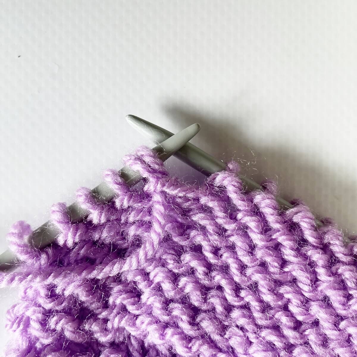 Working shadow wrap short rows on the WS - step 5