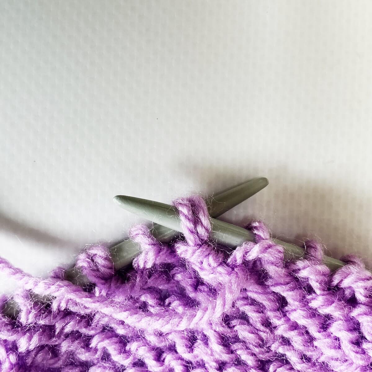 Working shadow wrap short rows on the WS - step 7