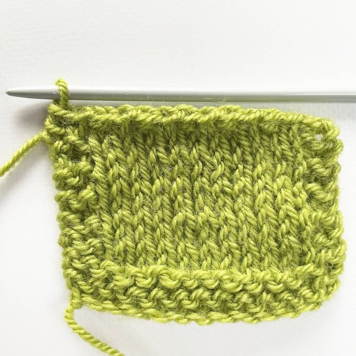 The result from the RS of knitting the yarn over bind-off - version 2