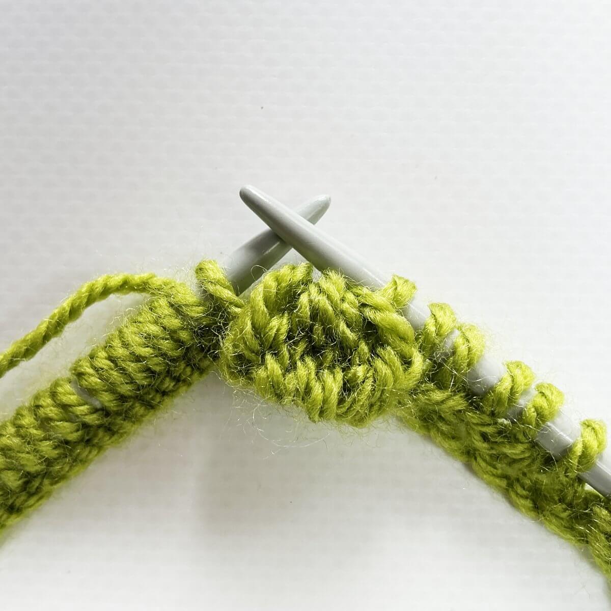 The result of knitting a bobble